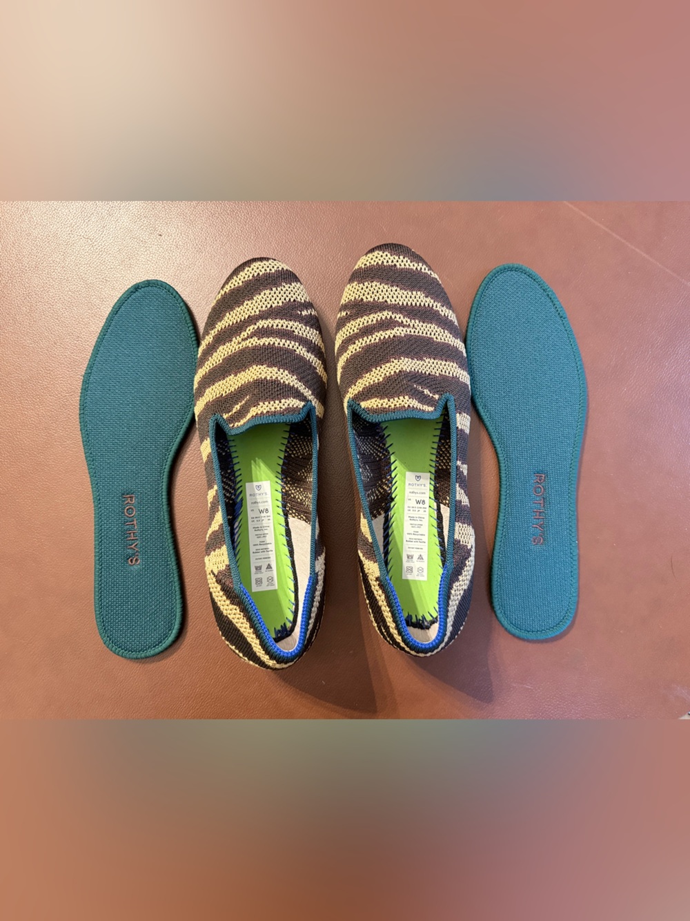 Rothy's Women's Chai Zebra Stripe Slip-On Flats
